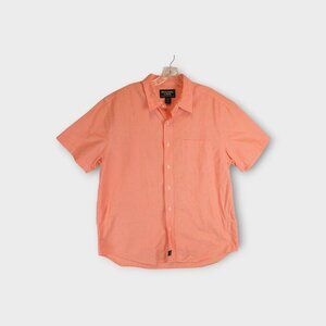 Abercrombie & Fitch Cotton Short Sleeve Seersucker Shirt Size L Salmon Orange